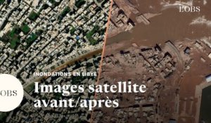 Libye : la ville de Derna avant et après les inondations qui l'ont dévastée