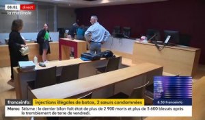 Deux soeurs condamnées par le tribunal de Valenciennes à de la prison ferme et à du sursis pour des centaines d'injections illégales de botox et acide hyaluronique - Regardez