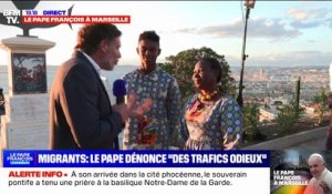 "Je suis très content que le pape ait partagé ce message": Véronique et son fils Michel, tous deux réfugiés maliens, ont assisté au discours du pape François sur les migrants en Méditerranée