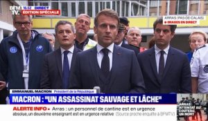 Attaque au couteau dans un lycée à Arras: "Le proviseur a décidé de rouvrir l'établissement demain", déclare Emmanuel Macron