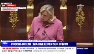 Israël/Hamas: "On ne demande pas à des terroristes de cesser le feu, mais de déposer les armes et de libérer les otages, c'est tout", affirme Marine Le Pen (RN)