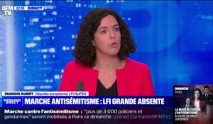 Marche contre l'antisémitisme: "Je ne me vois pas défiler aux côtés de celles et ceux qui ont contribué à banaliser l'antisémitisme dans l'histoire de notre pays", affirme Manon Aubry (LFI)