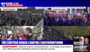 Marche contre l'antisémitisme: "Ma sœur habite à Fontenay-sous-Bois, elle a enlevé sa mezouzah de sa porte parce qu'elle avait peur", confie ce manifestant