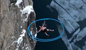 Ce Norvégien saute d'une falaise de 40,5 m de haut dans l'eau glacée