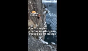"Le plongeon de la mort": un Norvégien saute de 40 mètres dans l'eau glacée et s'offre un record