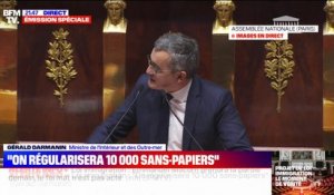 Loi Immigration: "Vous allez voter pour 10.000 régularisations de sans papiers par an" déclare Gérald Darmanin s'adressant à Marine Le Pen