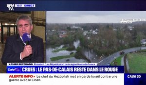 Crues dans le Pas-de-Calais: "100 à 150 habitations vont devoir être évacuées" à Blendecques, selon Xavier Bertrand (président LR de la région Hauts-de-France)
