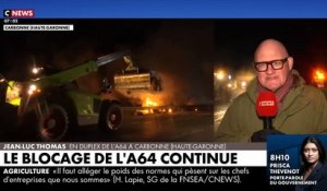 Les images de l'incendie qui s'est déclenché tôt ce matin sur l'autoroute 164 bloquée qui relie Toulouse à Bayonne