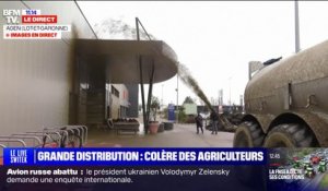 Colère des agriculteurs: du lisier projeté sur la façade d'un supermarché à Agen