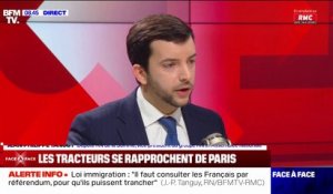 Colère des agriculteurs: "Rungis ou l'aéroport du Bourget, c'est justement les cibles qu'il faut bloquer", estime Jean-Philippe Tanguy