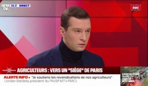 Colère des agriculteurs: "Je condamne toutes formes de violences", réagit Jordan Bardella