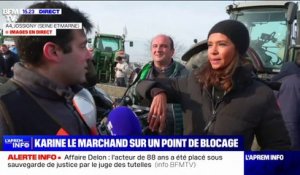 "Il ne faut pas lâcher tant que vous n'avez pas des choses concrètes": Karine Le Marchand échange avec des agriculteurs sur l'A4