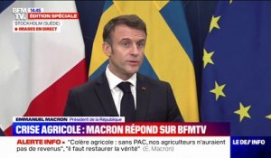 Crise agricole: "Ce serait de la facilité de tout mettre sur le dos de l'Europe", affirme Emmanuel Macron