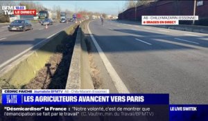 Les images de l'A6 fermée entre Savigny-sur-Orge et Chilly-Mazarin par des blindés de gendarmerie