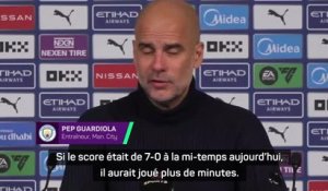 22e j. - Guardiola : "Si le score était de 7-0 à la mi-temps, Haaland aurait joué plus"