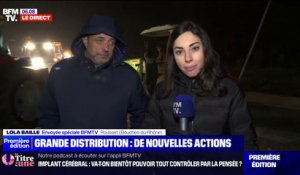 Colère des agriculteurs: des bottes de pailles, des palettes et du fumier pour barrer le passage d'une enseigne de la grande distribution à Rousset, dans les Bouches-du-Rhône