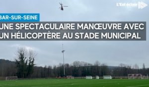 Une incroyable manœuvre et un hélicoptère pour installer l'éclairage du stade de Bar-sur-Seine