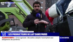 Les producteurs de lait manifestent ce mardi à Paris près de l'Assemblée nationale