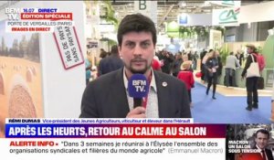 "On appelle au calme...à revenir à de bonnes conditions" : témoigne Rémi Dumas (Vice-président des Jeunes Agriculteurs, viticulteur et éleveur dans l'Hérault)