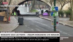 L'équipe de Morandini Live menacée ce matin en direct, alors qu'elle tente de montrer les tentes des migrants installés sur les Quais Parisiens, dans le 4e arrondissement, Pont Louis-Philippe