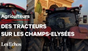 Les Champs-Elysées investis par des agriculteurs en tracteurs