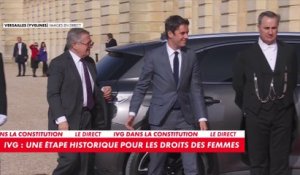 IVG dans la Constitution : Gabriel Attal est arrivé à Versailles en compagnie de Jean Veil, le fils de Simone Veil