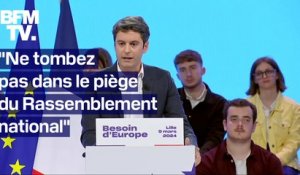 Élections européennes: le discours intégral de Gabriel Attal au meeting de Renaissance à Lille