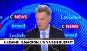 «Il endosse les habits de la guerre, il devient le parti de la guerre», tacle Fabien Roussel à propos d'Emmanuel Macron et son engagement envers l'Ukraine