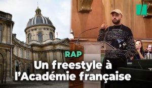 Le rappeur Oli déclame un freestyle sur le "monde de demain" devant l'Académie française