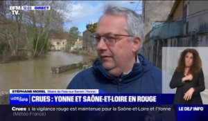 Stéphane Morel (maire de L'Isle-sur-Serein dans l'Yonne), sur les crues: "Il y a 90 habitations touchées, et surtout des commerces"