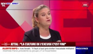 "Entrisme islamiste" à l'école: pour Mathilde Panot, Gabriel Attal "promeut les mêmes solutions politiques que le RN"