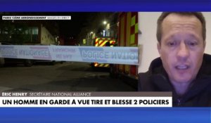 Eric Henry, secrétaire National Alliance, donne des précisions sur l'attaque qui a touché deux policiers dans le 13e arrondissement de Paris.
