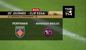 TOP 14 - Essai de Ali CROSSDALE (USAP) - USA Perpignan - Union Bordeaux-Bègles