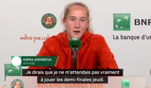 Roland-Garros - Andreeva "ne s'attendait pas" à atteindre les demies