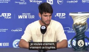 Cincinnati - Alcaraz : "Ce n'est pas ainsi que je voulais remporter la finale"
