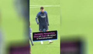 PSG - Dembélé, Marquinhos, Doué et Kvara de retour à l’entraînement