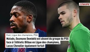 Ousmane Dembélé est absent du groupe du PSG face à l'Athletic Bilbao, Lucas Chevalier également forfait - Foot - Ligue des champions
