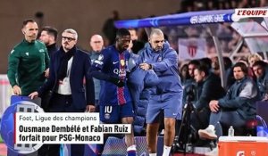 Dembélé et Ruiz forfait pour PSG-Monaco - Foot - Ligue des champions - PSG