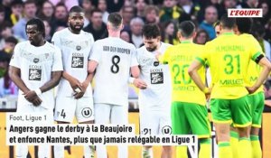 Angers gagne le derby à la Beaujoire et enfonce Nantes, plus que jamais relégable en Ligue 1 - Foot - Ligue 1