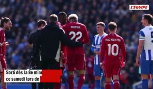 Convoqué en équipe de France, Hugo Ekitike, victime d'une grosse béquille, sort prématurément lors de Brighton-Liverpool - Foot - Premier League - Liverpool