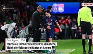 Touché au talon droit contre l'OL dimanche, Vitinha forfait contre Nantes et Angers - Foot - Ligue 1 - PSG