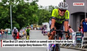 Le jeune espoir belge Milan Bral est décédé après avoir été percuté par une voiture à l'entraînement - Cyclisme - Disparition