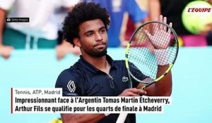 Impressionnant face à Tomas Martin Etcheverry, Arthur Fils se qualifie pour les quarts de finale à Madrid - Tennis - ATP - Madrid