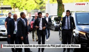 Le président du PSG Nasser al-Khelaïfi présent à la Meinau pour supporter Strasbourg en Ligue Conférence - Foot - Ligue Conférence