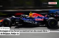 Max Verstappen et les Ferrari se montrent lors des essais libres 1 du GP de Belgique, Hadjar 4e - F1 - GP de Belgique