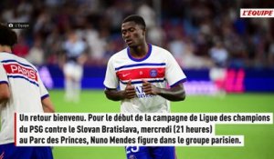 Nuno Mendes de retour dans le groupe du PSG face au Slovan Bratislava en Ligue des champions - Foot - Ligue des champions
