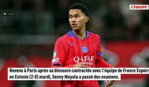 Déchirure à une cuisse pour Senny Mayulu, absent un mois avec le PSG - Foot - Ligue 1
