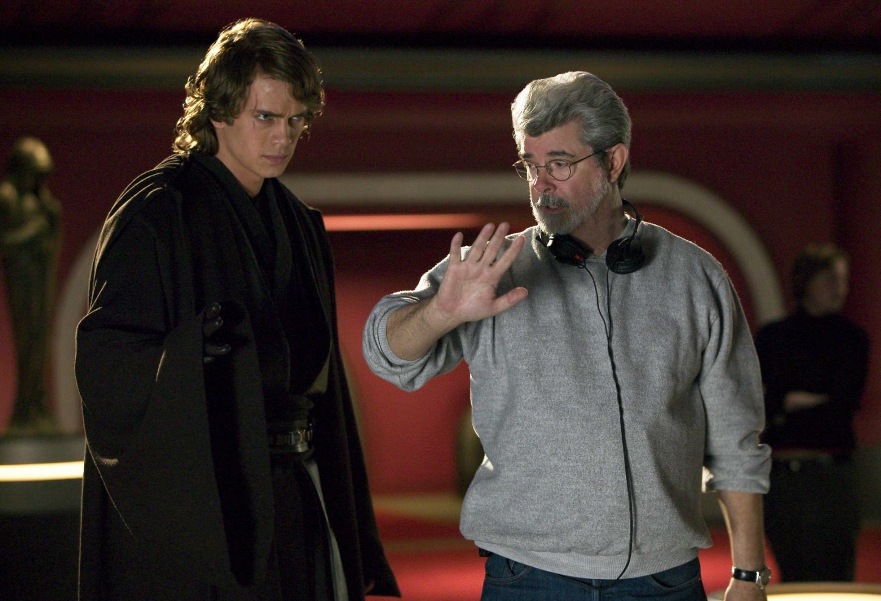 Hayden Christensen et George Lucas sur le tournage de 