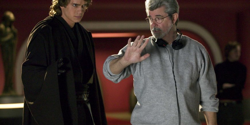 Hayden Christensen et George Lucas sur le tournage de 