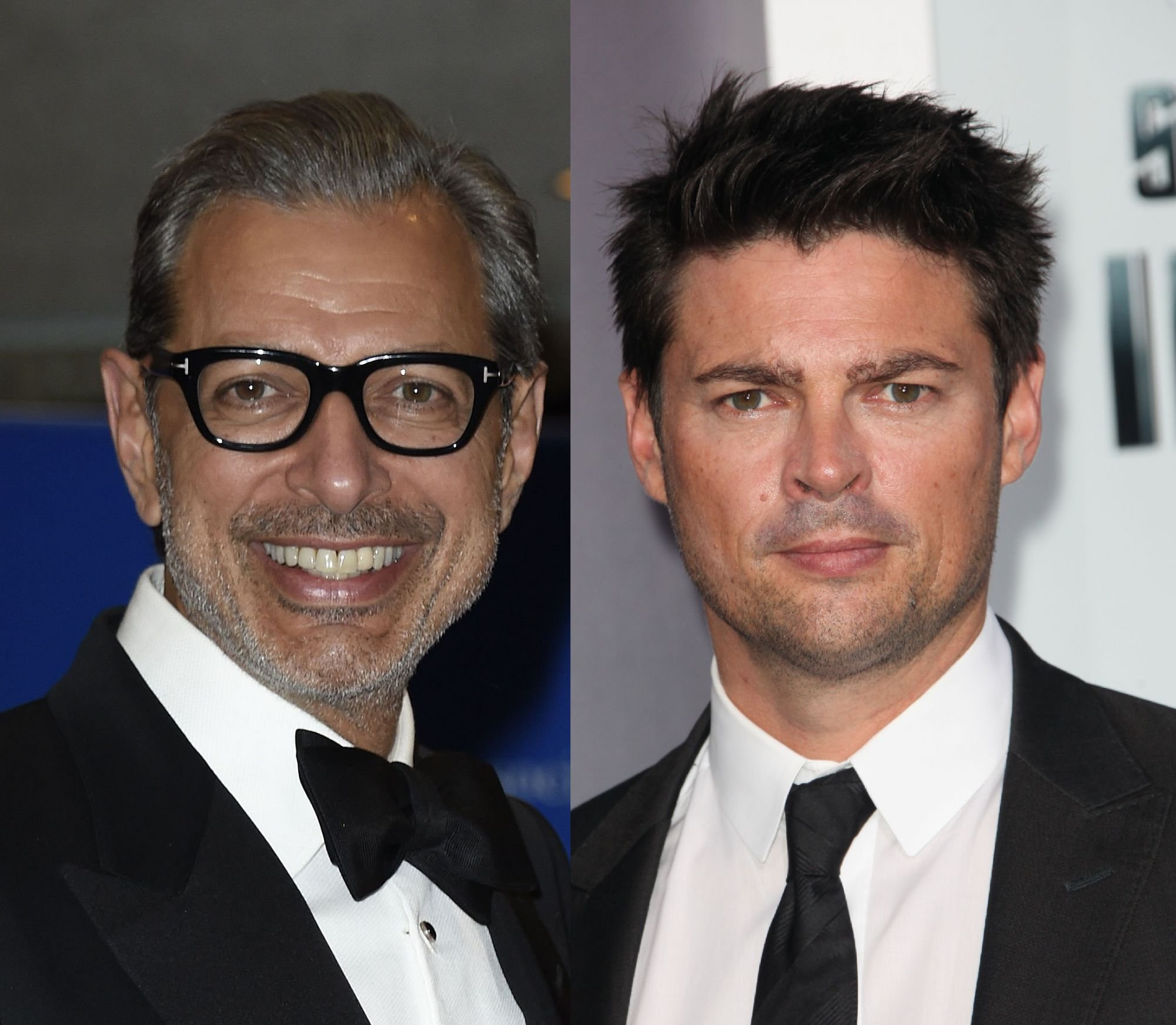 Jeff Goldblum lors du dîner annuel des correspondants de la Maison Blanche à Washington et Karl Urban lors de la première de Star Trek Into Darkness à Los Angeles